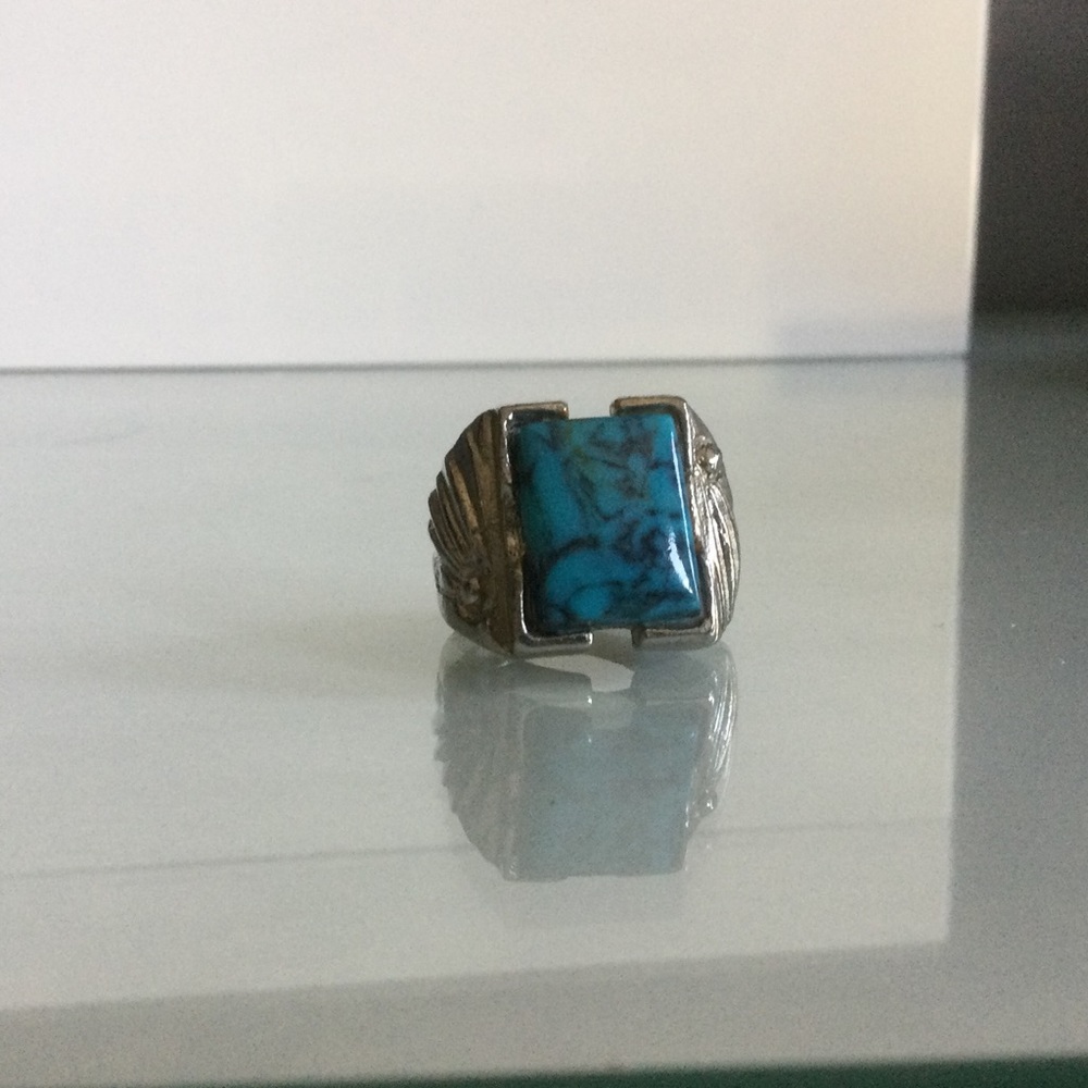 Large Silver & Turquoise Statement Ring - image 1